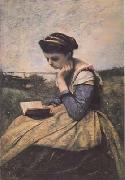 Jean Baptiste Camille  Corot Liseuse dans la campagne (mk11) oil painting on canvas